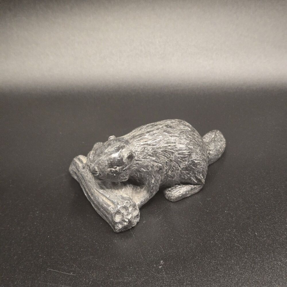 WOLF ORIGINAL SCULPTURE Canada BEAVER Hand Carved Statue
